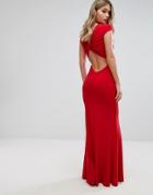 Club L Slinky Bow Back Maxi Dress - Red