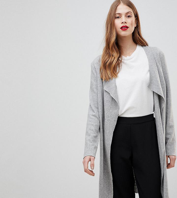 Y.a.s Longline Wool Cardigan - Gray