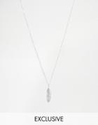 Reclaimed Vintage Feather Pendant Necklace In Silver - Silver