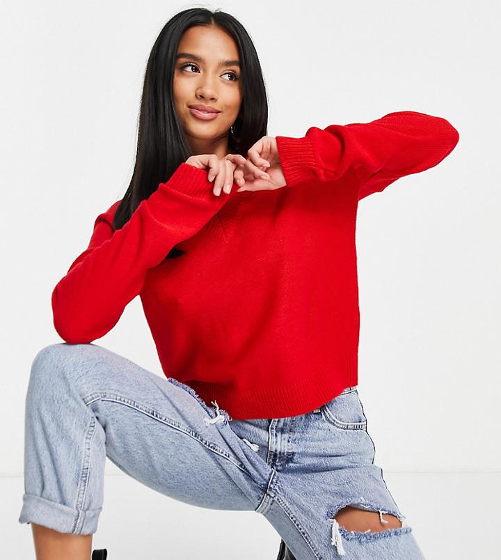 Brave Soul Petite Kansas V-neck Sweater-red