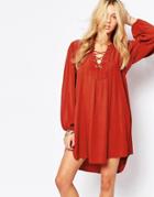Mango Winter Folk Dress - Orange