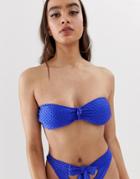 Candypants Textured Bandeau Bikini Top In Blue - Blue