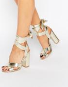 Truffle Tie Ankle High Block Heel Sandals - Copper