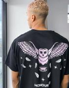 Hnr Ldn Owl Back Print T-shirt In Black