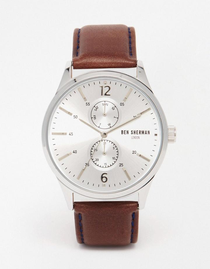 Ben Sherman Spitalfields Vinyl Leather Watch In Brown - Brown