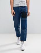 Waven Skater Fit Jeans With Japanese Patchwork - Blue