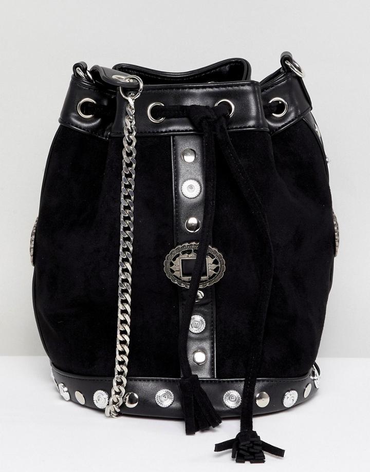 Sacred Hawk Cage Bag With Metal Studding - Black