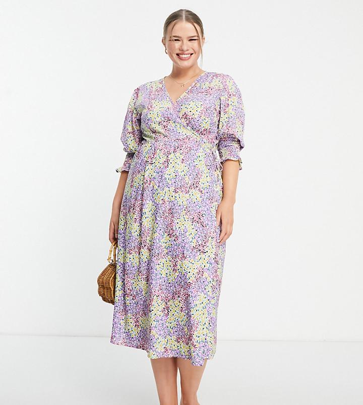 Influence Plus Smock Midi Dress In Multi Floral