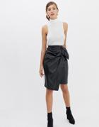 Closet Bow Detail Asymetric Skirt - Black