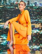 Asos Design X Millie Wide Leg Pants With Slits In Orange