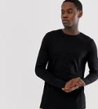 Asos Design Tall Organic Long Sleeve T-shirt With Crew Neck In Black