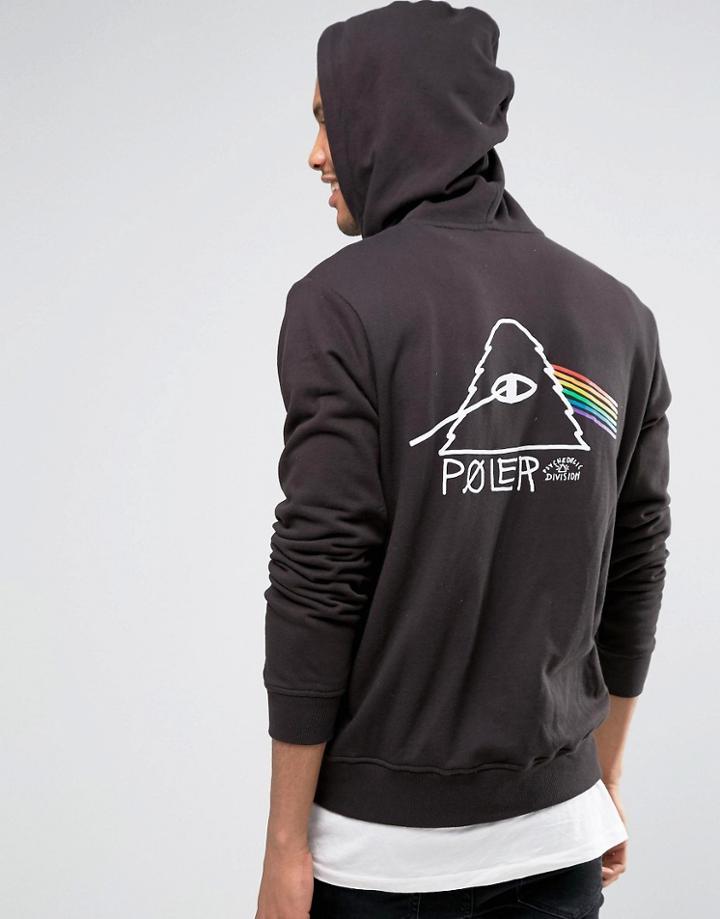Poler Zip Up Hoodie With Psychedelic Back Print - Black