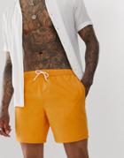 Asos Design Swim Shorts In Mustard Mid Length