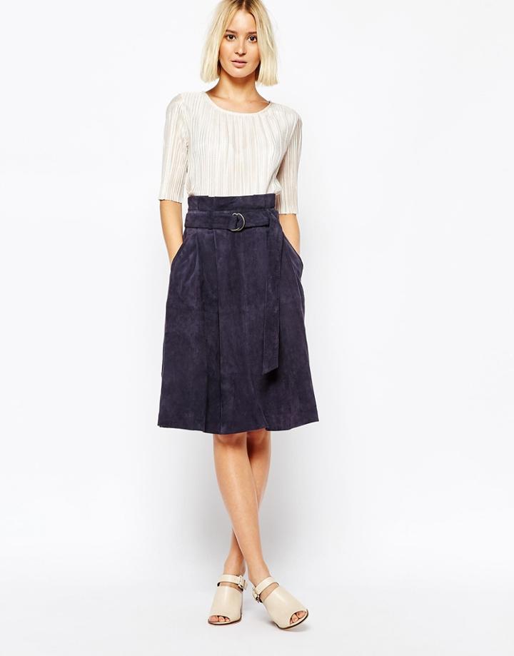 Gestuz Laney Skirt In Suede - Navy