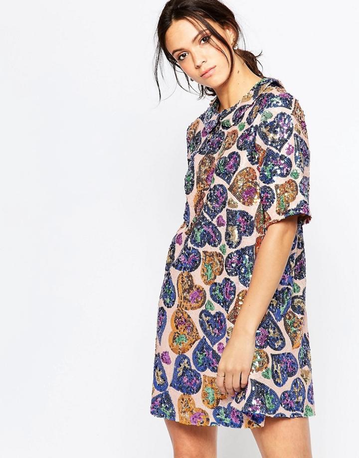 Ivana Helsinki Irene Sequin Patterned Swing Dress - Multicolur