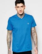 Fred Perry T-shirt With V Neck Laurel Wreath Logo - Prince Blue Marl