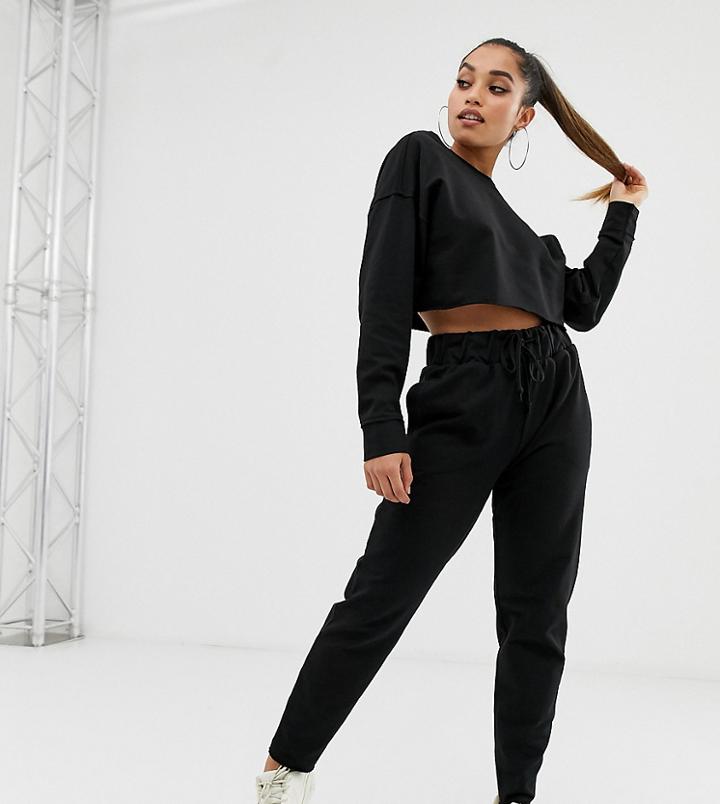 Asos Design Petite Lounge Mix & Match Raw High Waisted Jogger - Black