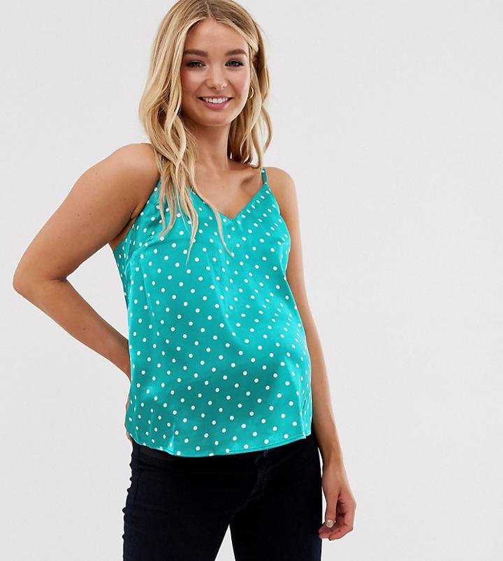 Asos Design Maternity Satin Cami In Polka Dot - Multi
