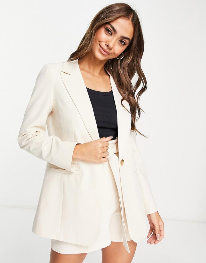 Miss Selfridge One Button Blazer In Stone-neutral