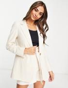 Miss Selfridge One Button Blazer In Stone-neutral