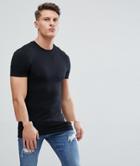 Asos Design Longline Muscle Fit T-shirt With Crew Neck In Black - Black