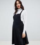 Asos Design Maternity Square Neck Mini Pinafore Dress - Black