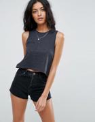 Asos Crop Swing Tank With High Neck - Gray