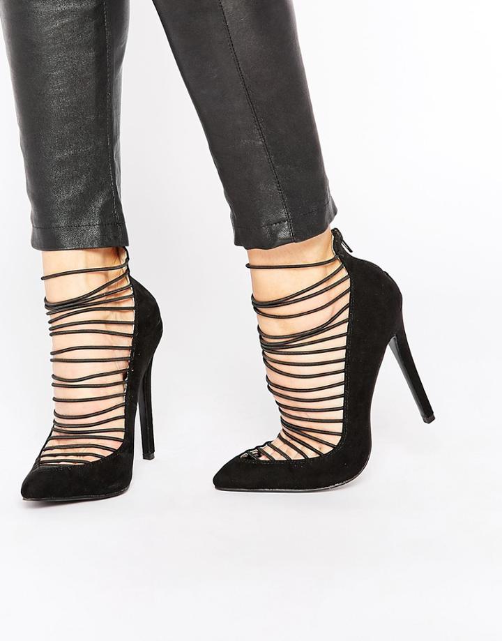 Daisy Street Strappy Heeled Pumps - Black