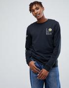 Volcom Long Sleeve T-shirt With Rose Print - Black