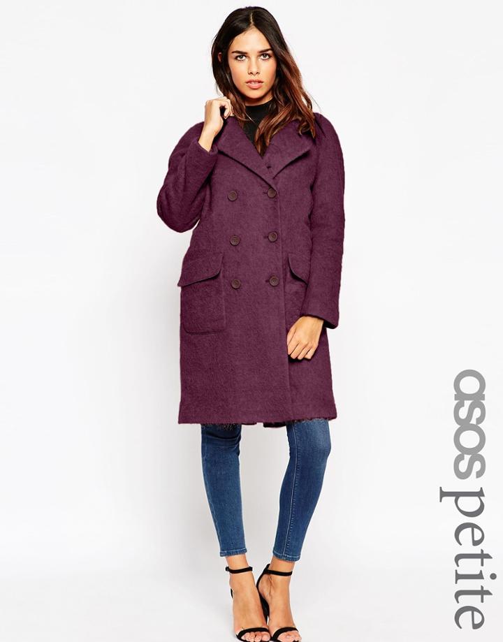 Asos Petite Cocoon Coat - Berry