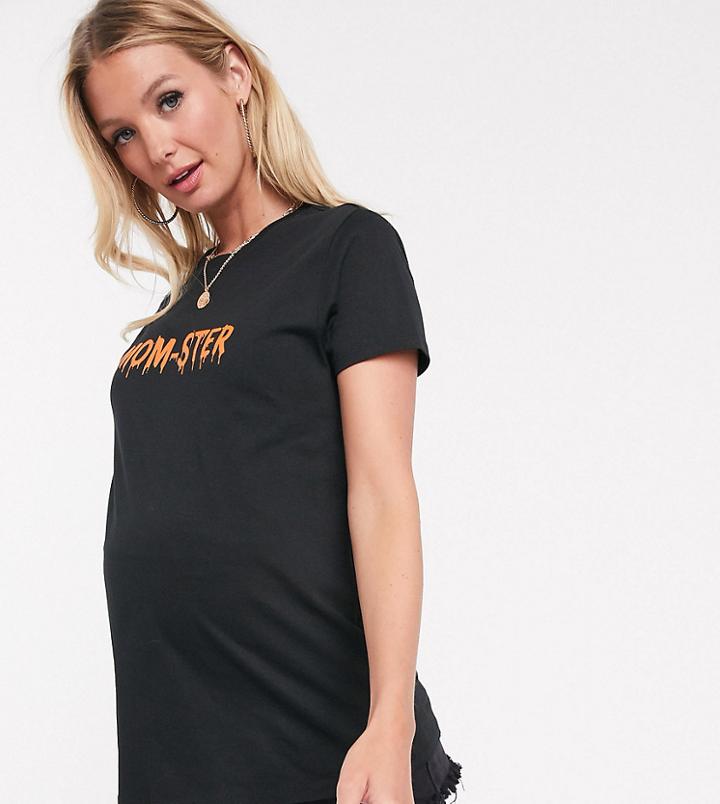 Asos Design Maternity Halloween T-shirt With Mom-ster Motif
