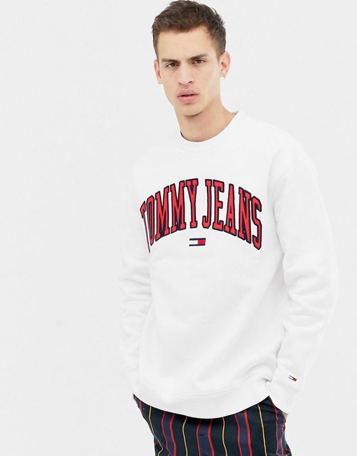 Tommy Jeans Relaxed Fit Collegiate Capsule Sweatshirt In White - White
