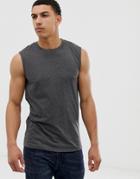 Asos Design Tank Tank In Charcoal Marl - Gray