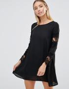 Ax Paris Lace Detail Swing Dress - Black