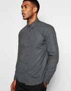 Wincer & Plant Smart Shirt With Paisley Print Slim Fit - Black