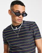 Asos Design Skinny T-shirt In Black And Multi Metallic