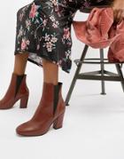 Asos Design Evita Conker Leather Chelsea Boots - Red