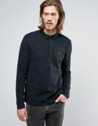 Allsaints Long Sleeve Polo Shirt - Black