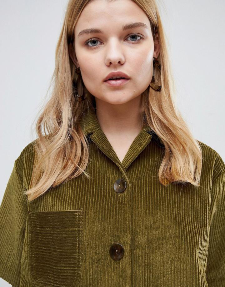 Asos White Corduroy Two-piece Shirt-green