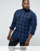Asos Plus Skinny Check Shirt - Navy