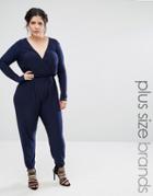 Club L Plus Wrap Jumpsuit - Navy