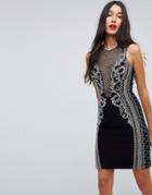 Forever Unique Heavily Embellished Mini Dress - Black