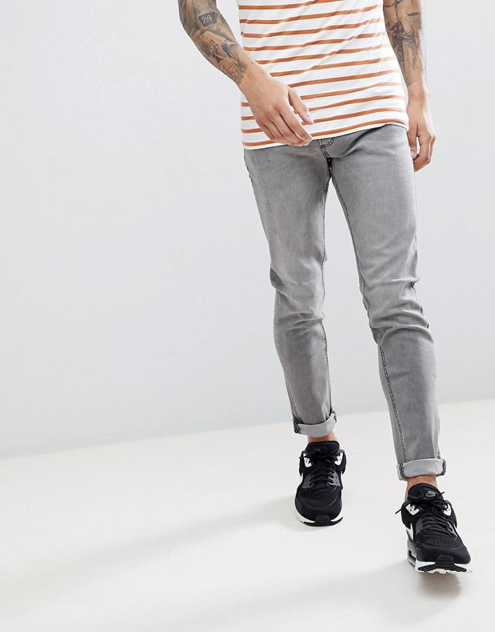Ldn Dnm Stretch Skinny Jeans Mid Gray Wash - Gray