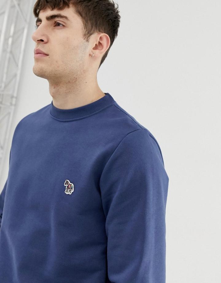 Ps Paul Smith Crew Neck Zebra Logo Sweat In Dark Blue-navy