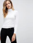 Asos The Turtleneck Long Sleeve Top - White