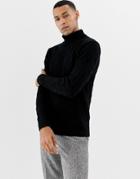 Jefferson Cotton Cable Roll Neck Sweater - Black