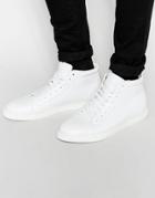 Asos Mid Top Sneakers In White - White