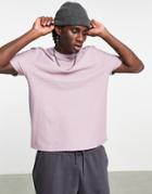 Asos Design Relaxed Waffle T-shirt In Purple Heather