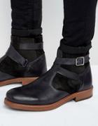 Asos Chelsea Boots In Black Leather With Faux Shearling Lining - Black