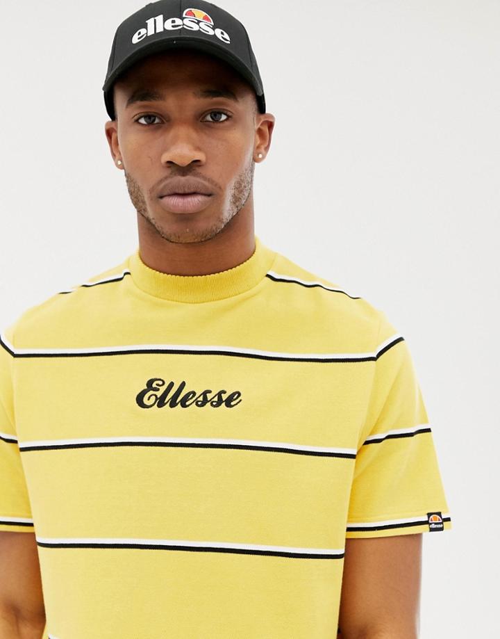 Ellesse Conte Striped T-shirt In Relaxed Fit With Logo In Yellow - Yellow